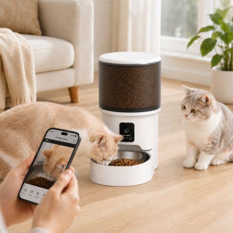 Distributeur automatique de croquettes pour chat avec application mobile