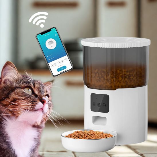 distributeur automatique croquettes chat blanc modèle wifi