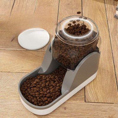 distributeur croquette chat gravité automatique plastique gris