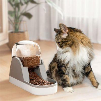 distributeur croquette chat gravité automatique plastique gris