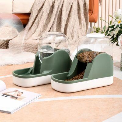 distributeur croquette chat duo gravité automatique eau plastique vert