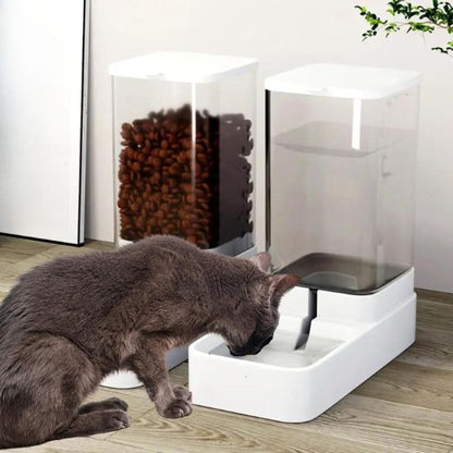 ensemble distributeur croquette chat simple fonctionne par gravité
