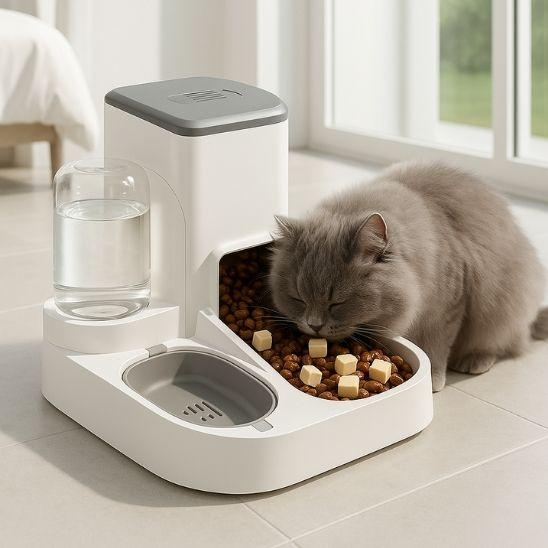 distributeur croquettes chat deluxe ensemble bouteille eau nourriture