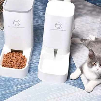 distributeur croquettes chat gravité plastique blanc eau