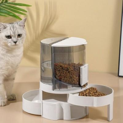 distributeur croquettes chat hydratation nourriture compact gris