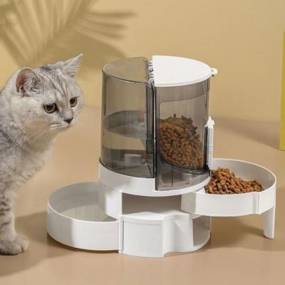 distributeur croquettes chat eau croquettes gravité refermable plastique gris