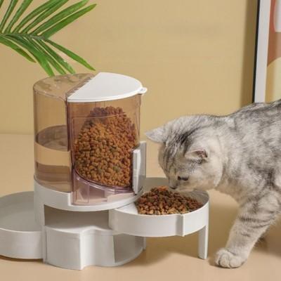 distributeur croquettes chat eau croquettes gravité refermable plastique rose