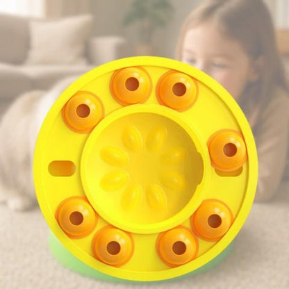 distributeur croquettes chat puzzle gourmand jouet ludique jaune