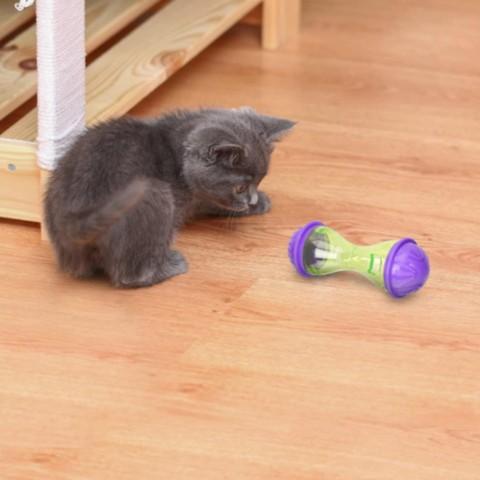 distributeur croquettes chat roule miam jouet distributeur croquettes plastique