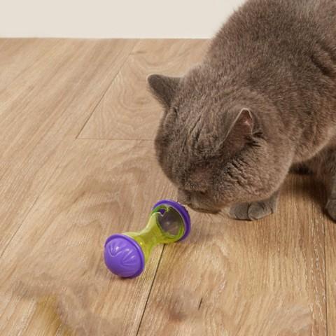 distributeur croquettes chat roule miam jouet distributeur croquettes plastique