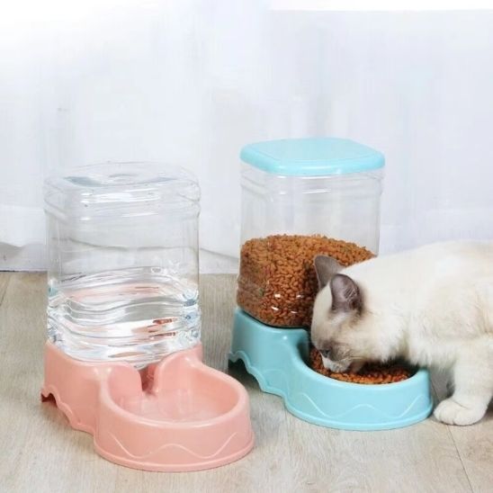 distributeur croquettes pour chat gravité couleur bleu rose