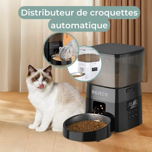 distributeur de croquettes pour chat automatique noir