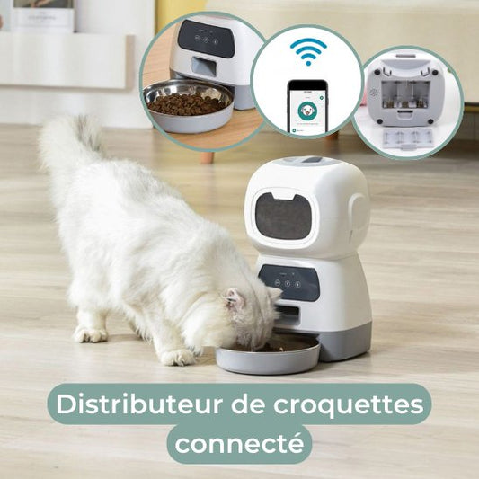 distributeur de croquettes pour chat connecté