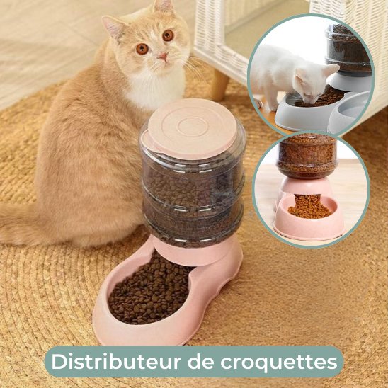 distributeur de croquettes pour chat rose grand format