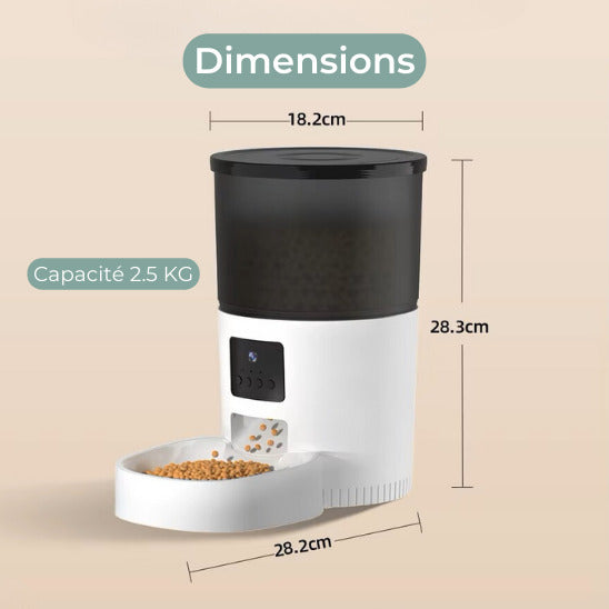 distributeur de croquettes pour chat avec caméra intégrée de format compact