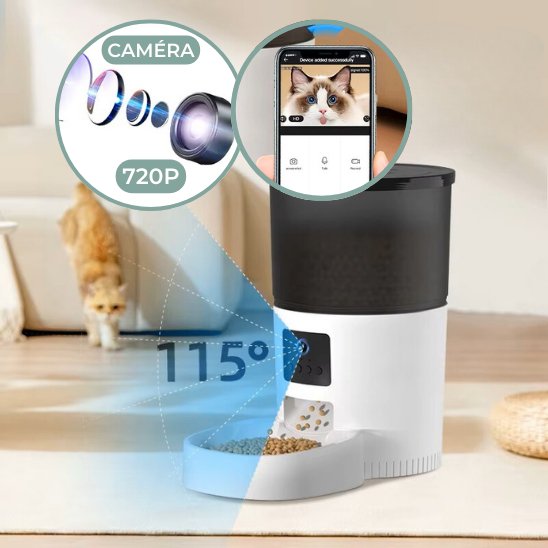 distributeur de croquettes pour chat avec caméra pour une interaction à distance