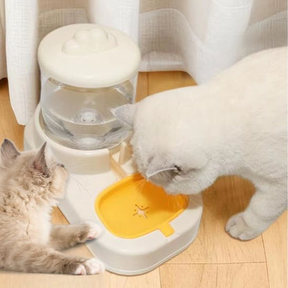 distributeur nourriture chat eau sans électricité gravité jaune