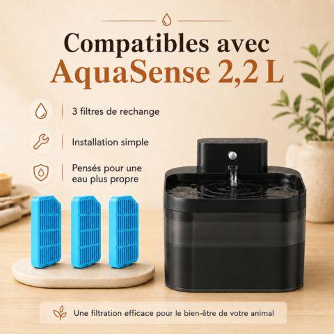 Lot de 3 filtres pour fontaine à eau chat AquaSense avec mousses de rechange