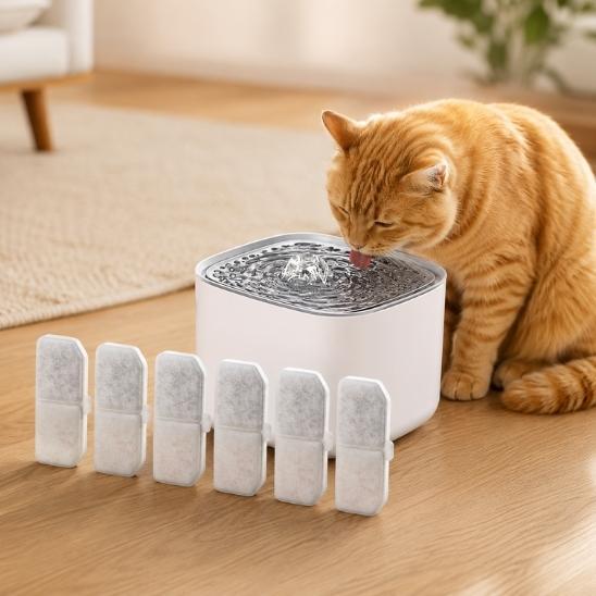 Lot de 6 filtres compatibles fontaine à eau chat silencieuse 3 L