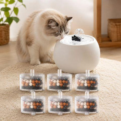 Fontaine à eau pour chat céramique AquaZen avec 6 filtres de rechange