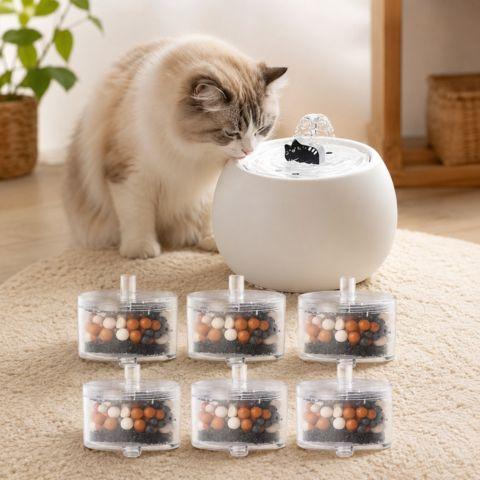 Fontaine à eau pour chat céramique AquaZen avec 6 filtres de rechange