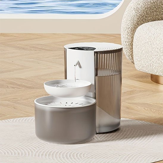 Fontaine a eau chat eau sale et bol d'eau séparés 