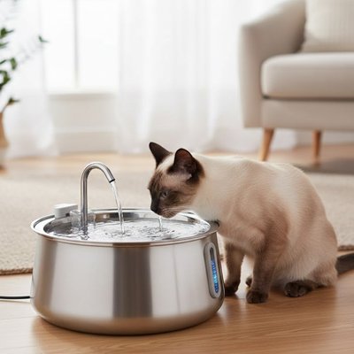 Fontaine a eau chat inox pratique