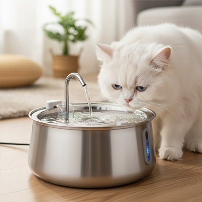 Fontaine a eau chat inox propre