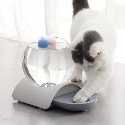 fontaine à eau chat sans électricité bulle plastique gris