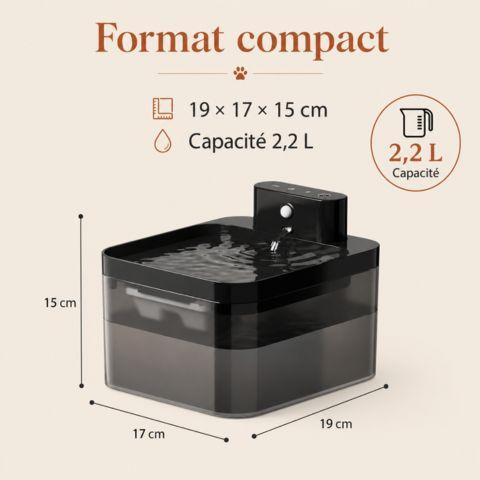 Fontaine à eau chat sans fil dimensions 2,2 L
