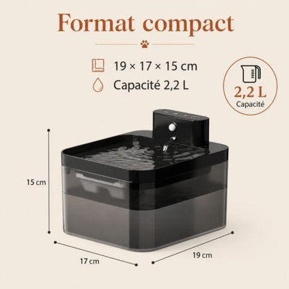 Fontaine à eau chat sans fil dimensions 2,2 L