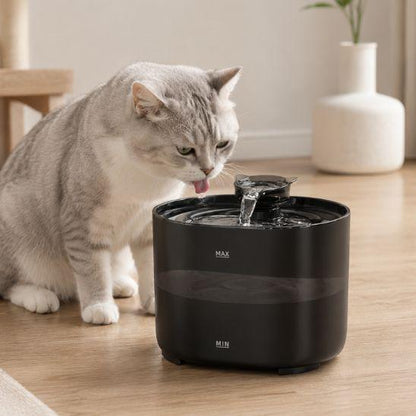 Fontaine a eau chat ZenFontaine™ noire 2,2 L avec chat buvant