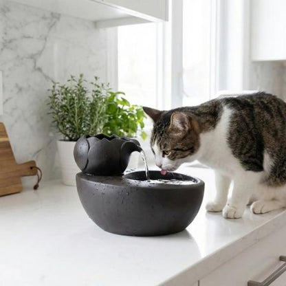 Fontaine a eau pour chat ceramique noire Perle d’Eau Féline