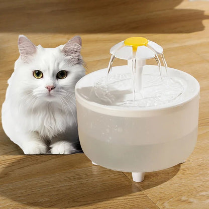 fontaine eau chat forme fleur plastique blanc givré