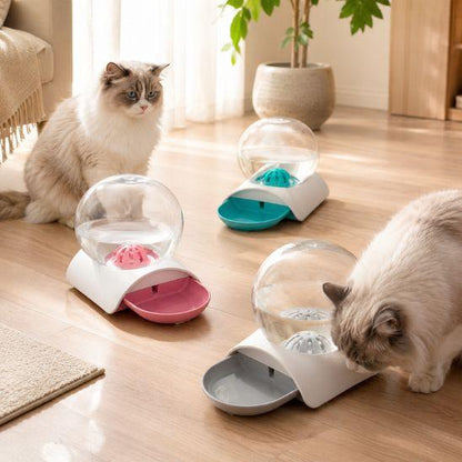 Fontaine à eau chat sans électricité gris rose turquoise