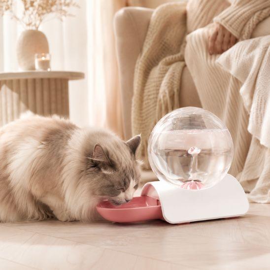 Fontaine à eau chat sans électricité rose