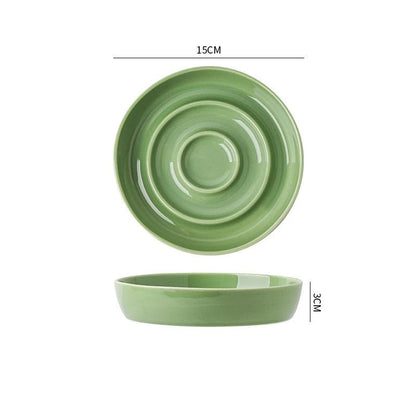 gamelle anti glouton chat formes circulaires céramique verte