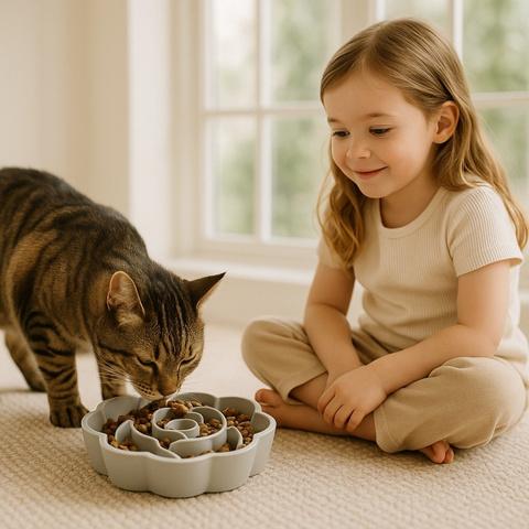 Gamelle anti glouton chat labyrinthe ludique base ventouse