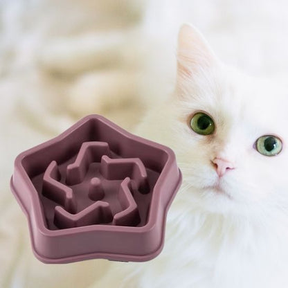 gamelle anti glouton chat alimentation lente plastique violet