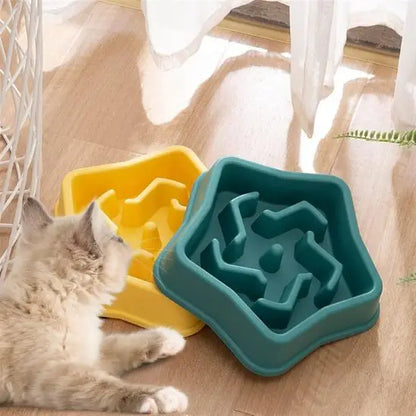 gamelle anti glouton chat étoile jaune vert
