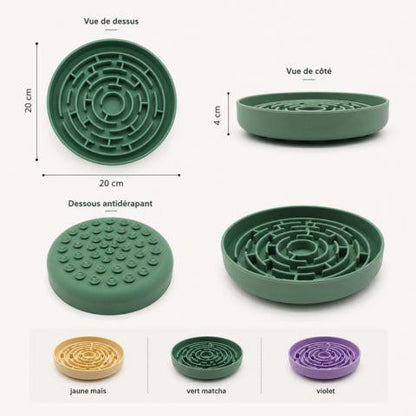 Gamelle anti glouton chat labyrinthe en silicone dimensions antidérapante