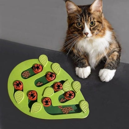 gamelle anti glouton chat puzzle alimentaire feuille verte ludique