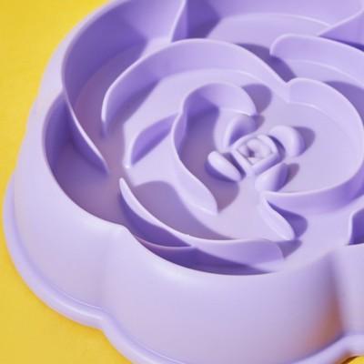gamelle anti glouton chat reliefs de rose plastique violet