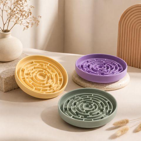 Gamelles anti-glouton pour chat en silicone en trois couleurs