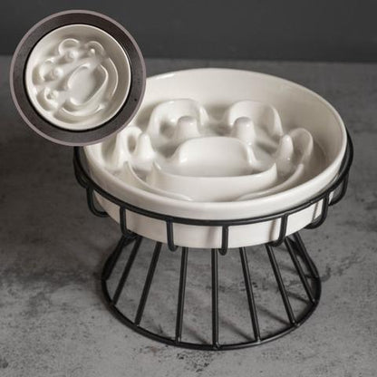 Gamelle anti-glouton chat céramique surélevée patte