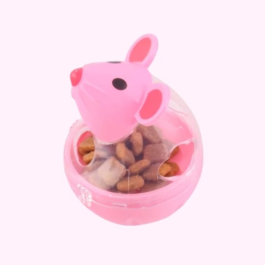 gamelle anti glouton chaton jouet interactif plastique rose