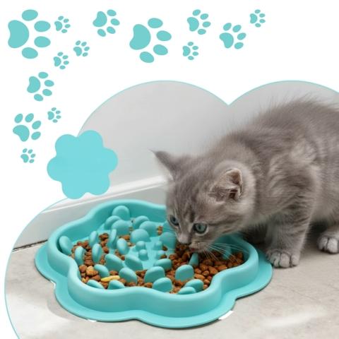 gamelle anti glouton chaton labyrinthe silicone bleu