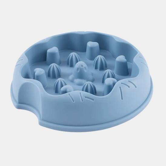 Gamelle anti-glouton pour chat bleue – alimentation lente