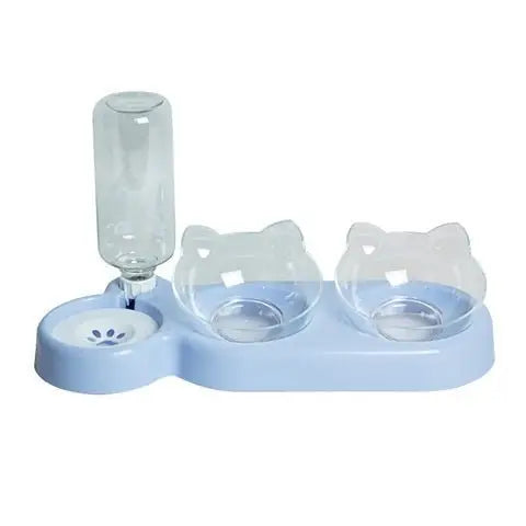 gamelle chat ensemble trio couleur bleu
