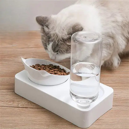 gamelle chat surélevée inclinée design blanc épuré